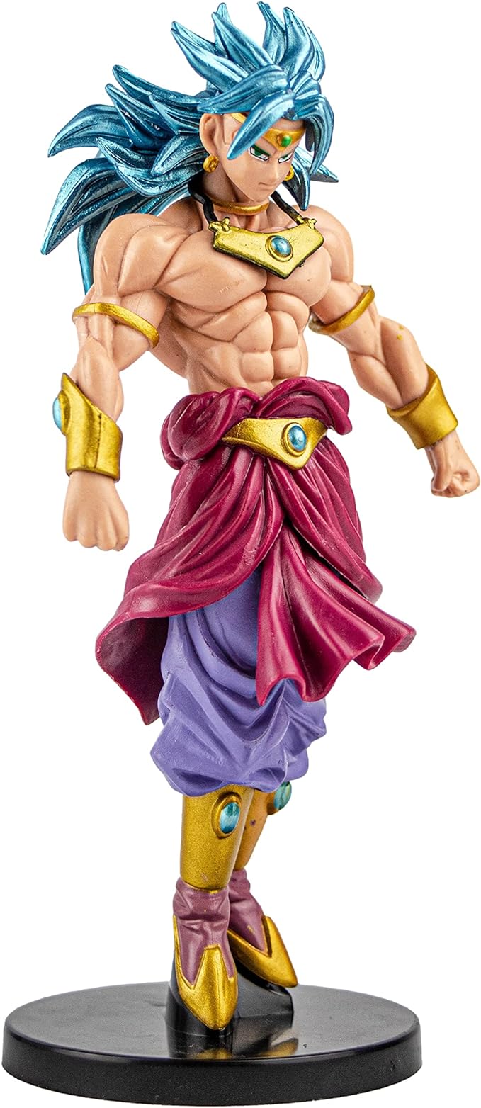 Broly Blue Anime Dragon Ball Super Figure de Ação Brinquedo DBZ Coleção Brolly Cabelo Azul em PVC 19cm