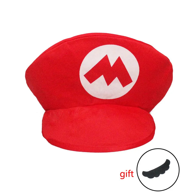 Chapéu Super Mario Luigi Bros Cosplay Chapéus para Adultos, Boné Vermelho e Verde