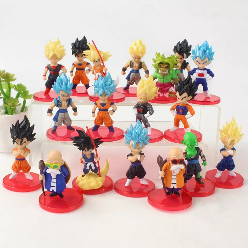 Dragon Ball Goku Piccolo Vegeta Bonecos Miniaturas Dbz Bragonball Set 18 Peças