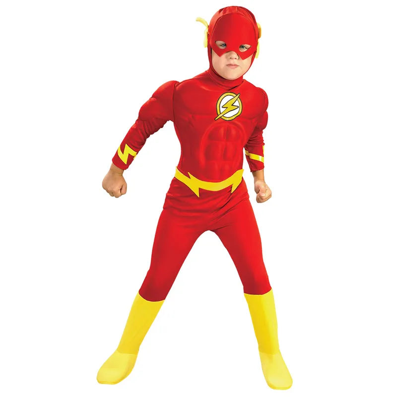 Flash Músculo Super-herói Cosplay para crianças, fantasias, fantasia de The Flash, Halloween, fantasias para meninos