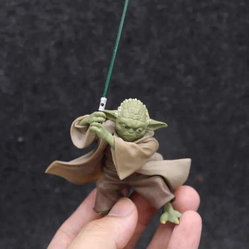 Mestre Yoda Sabre de Luz Guerra Estrela Mandalorian Com Figura De Ação Espada