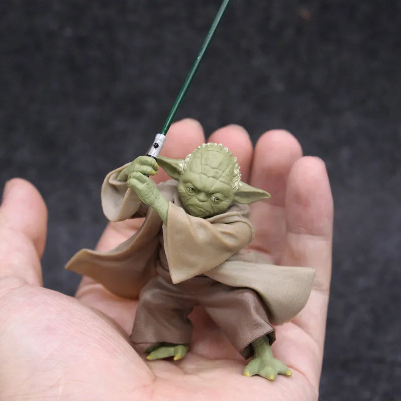 Mestre Yoda Sabre de Luz Guerra Estrela Mandalorian Com Figura De Ação Espada