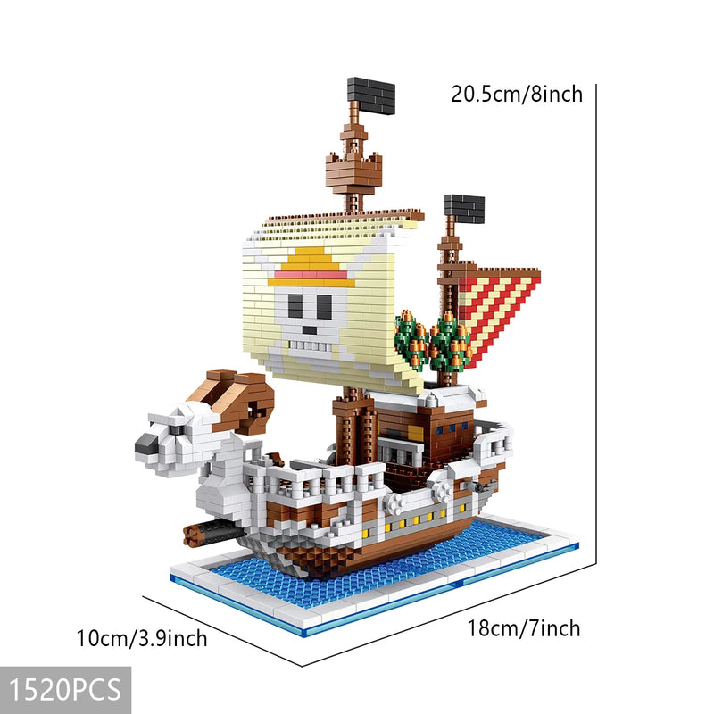 Navio Pirata One Piece Blocos de construção Lego Anime Brinquedo educativo