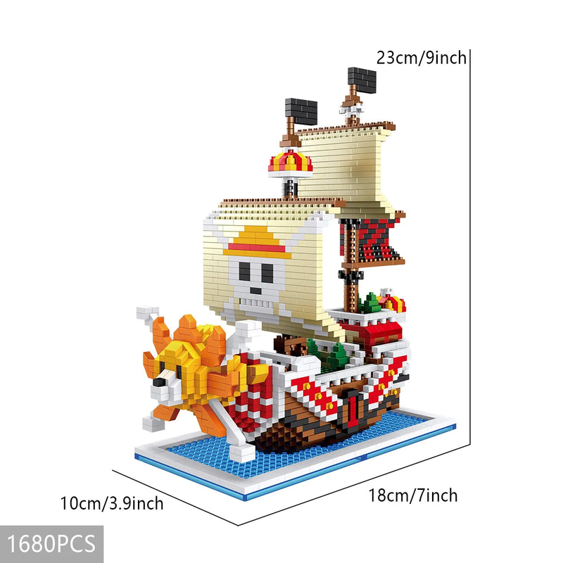 Navio Pirata One Piece Blocos de construção Lego Anime Brinquedo educativo