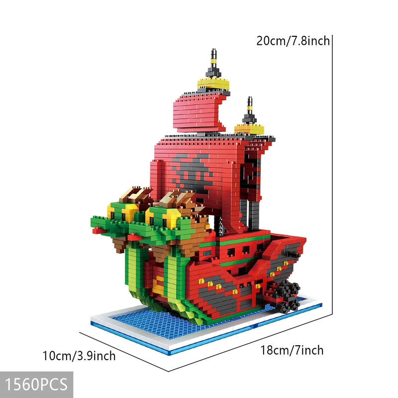 Navio Pirata One Piece Blocos de construção Lego Anime Brinquedo educativo