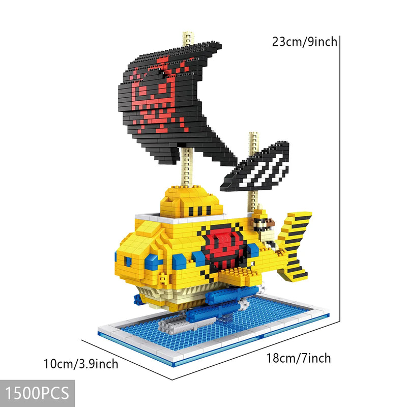 Navio Pirata One Piece Blocos de construção Lego Anime Brinquedo educativo