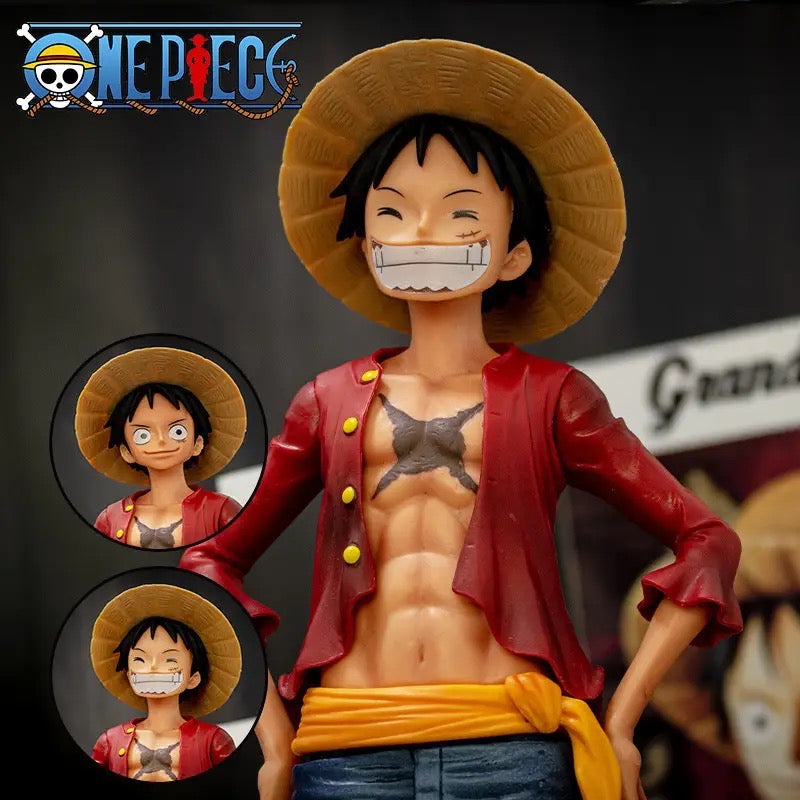 One Piece Luffy Figure 28cm 3 Faces/Rostos Acompanha Acessáorios