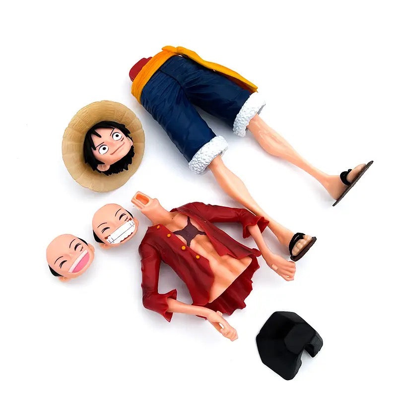 One Piece Luffy Figure 28cm 3 Faces/Rostos Acompanha Acessáorios