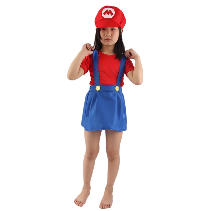 Super Mario Luigi Cosplay Traje para Crianças, Fantasias, Macacão Anime Fantasia para Criança e Irmãos