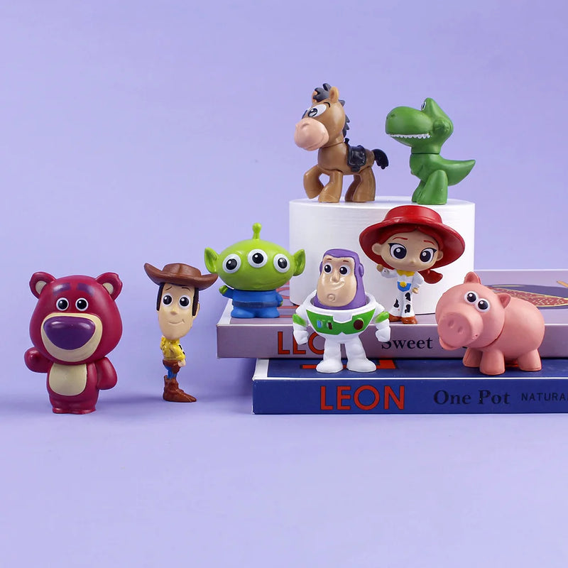 Toy Story Miniaturas desenho animado, decoração acessórios para bolo, brinquedo, 8 peças