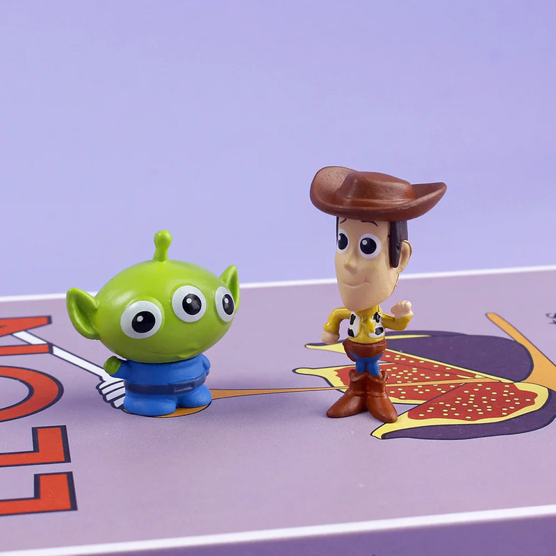 Toy Story Miniaturas desenho animado, decoração acessórios para bolo, brinquedo, 8 peças