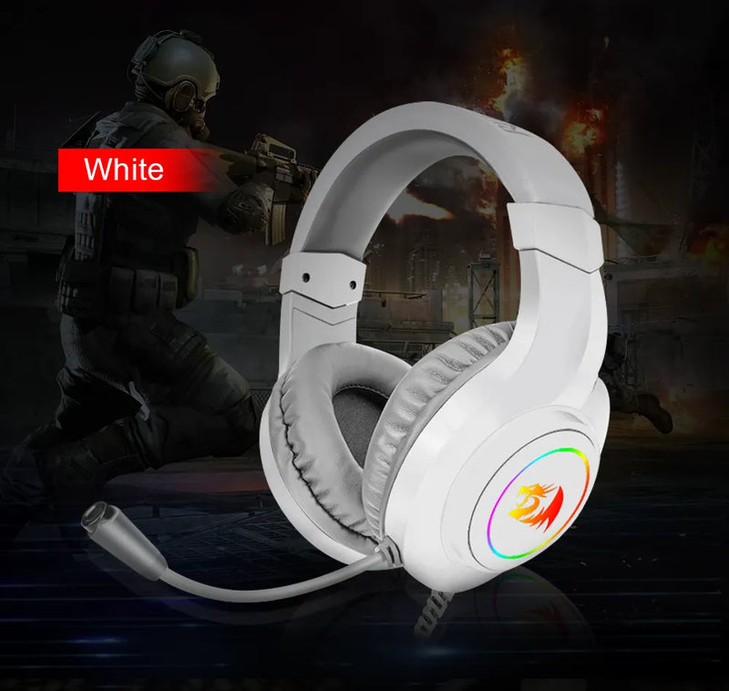 Redragon HYLAS H260 Stereo Gaming Headphones, Fones de Ouvido RGB, Headset com Microfone, PS4, Xbox One, Laptop, PC, Tablet, Gamer, Novo