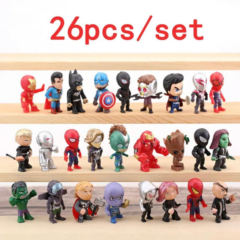 Miniaturas Super Heróis Marvel DC Brinquedos Coleção Infantil, Disney Series