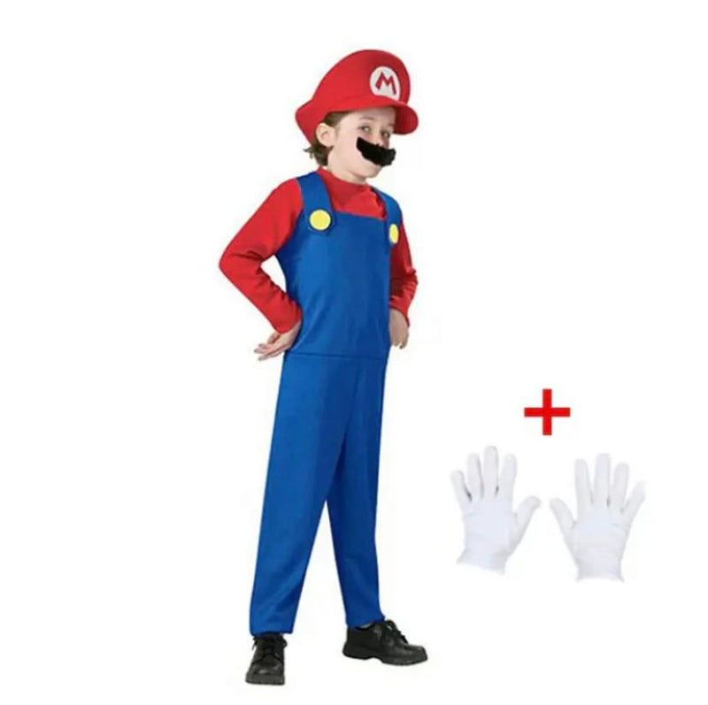 Super Mario Luigi Cosplay Traje para Crianças, Fantasias, Macacão Anime Fantasia para Criança e Irmãos