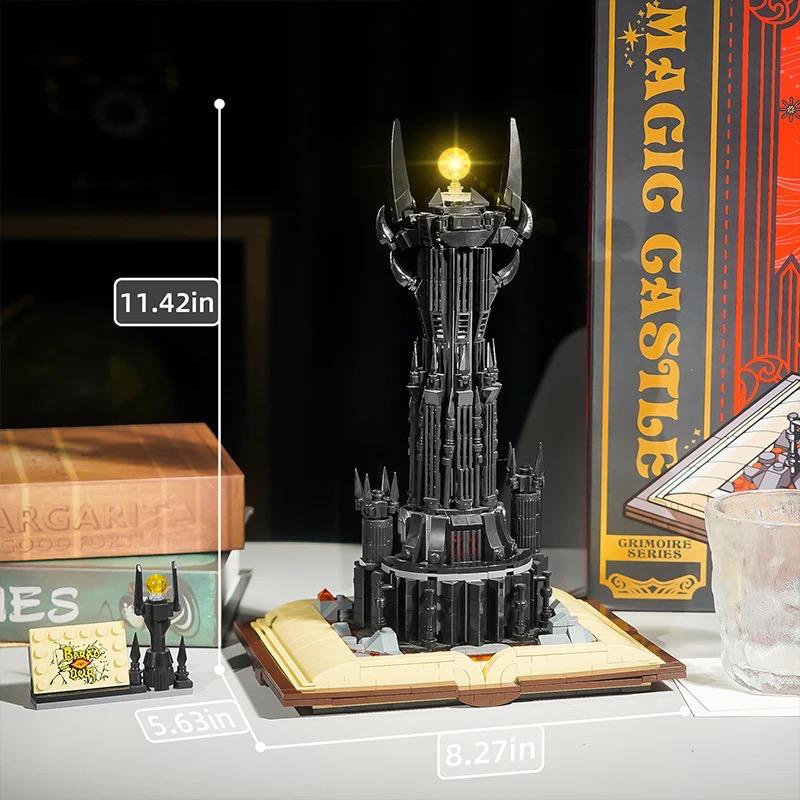 O Senhor dos Anéis Bloco de Construção lego Torre Olho de Sauron construção criativo Livro Mágico, Bloco com LED, brinquedos de decoração para crianças, presentes, 969 peças