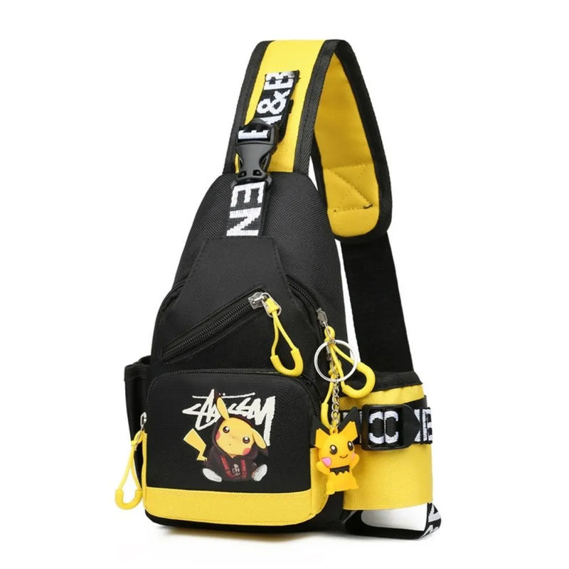 Pikachu Bag Mochila de Peito, para Crianças, Jovens, Bolsa Esportiva, Homens e Mulheres