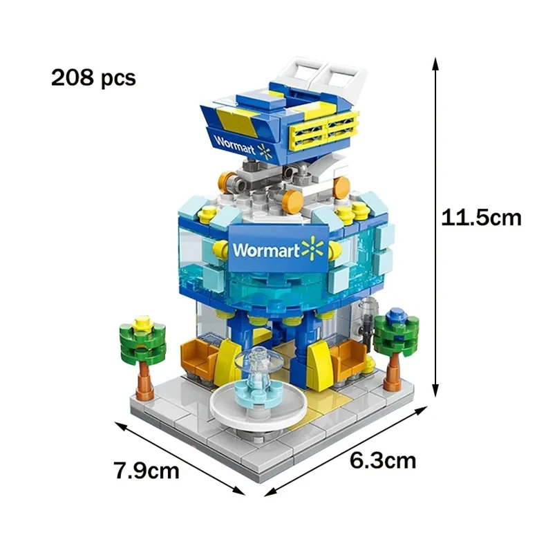 Mini Cidade Blocos de Construção para montar tipo Lego Comercial Fast Food Decoração, Brinquedos educativos infantis